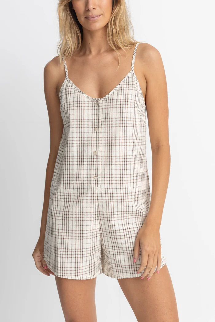 Natural Rumi Check Romper