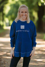 Load image into Gallery viewer, Navy Fleece Poncho Pullover