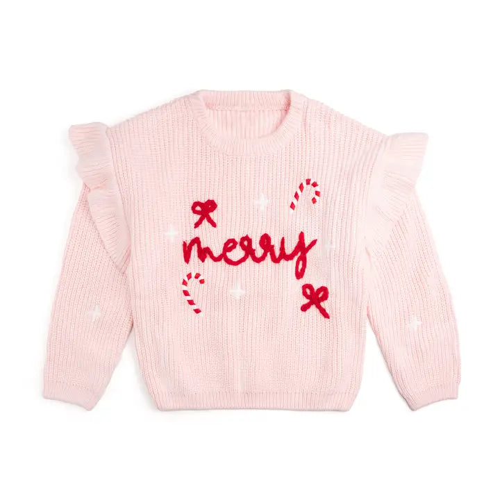 Kids Coquette Merry Christmas Knit Sweater