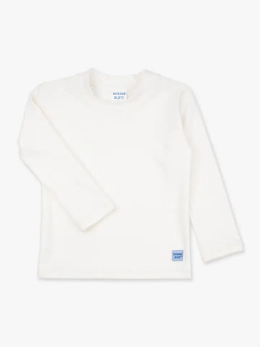Boys White Long Sleeve Rash Guard