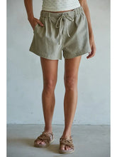 Load image into Gallery viewer, Olive Woven Denim Washed Cotton Relax Fit Shorts