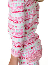 Load image into Gallery viewer, Pinkmas Fair Isle Ruffle Long Sleeve Pajama Set
