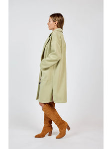 Sharon Buttoned Long Coat: Sage Green