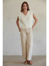 Load image into Gallery viewer, Ivory Knit Sweater Cable Vest Top