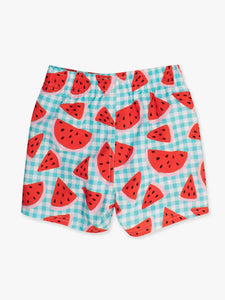 Boys Watermelon Gingham Swim Trunks