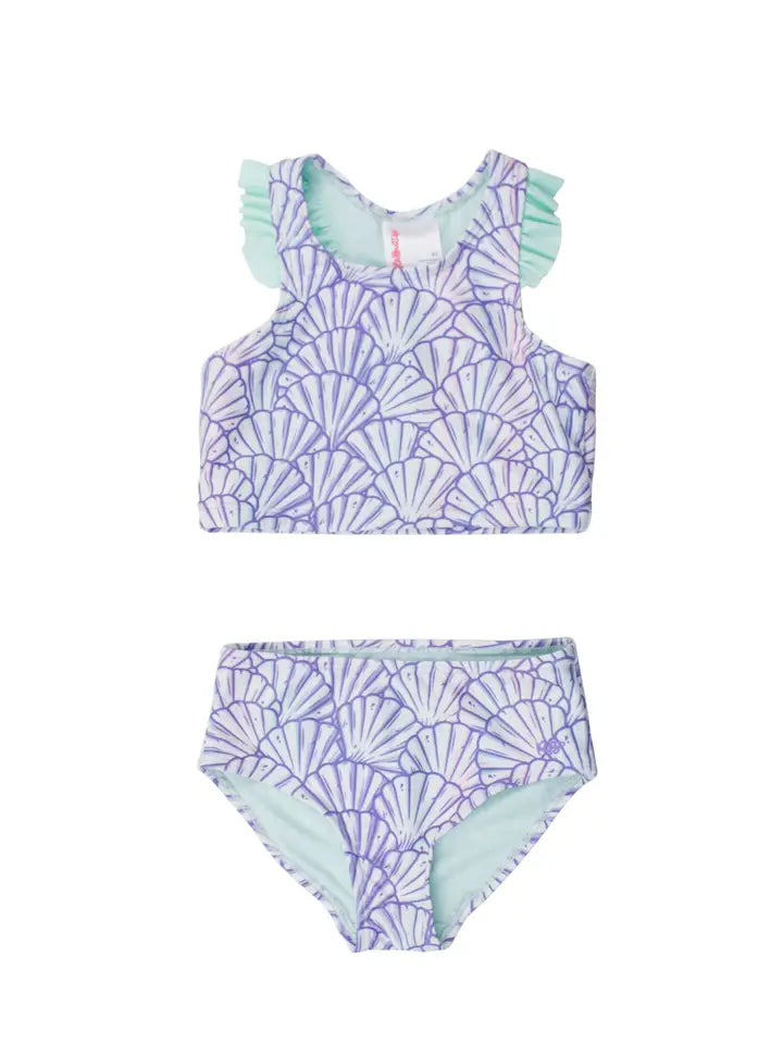 Girls Magical Mermaid Racerback Flutter Tankini 2-Piece Swimsuit