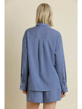 Load image into Gallery viewer, Navy Striped Button Up