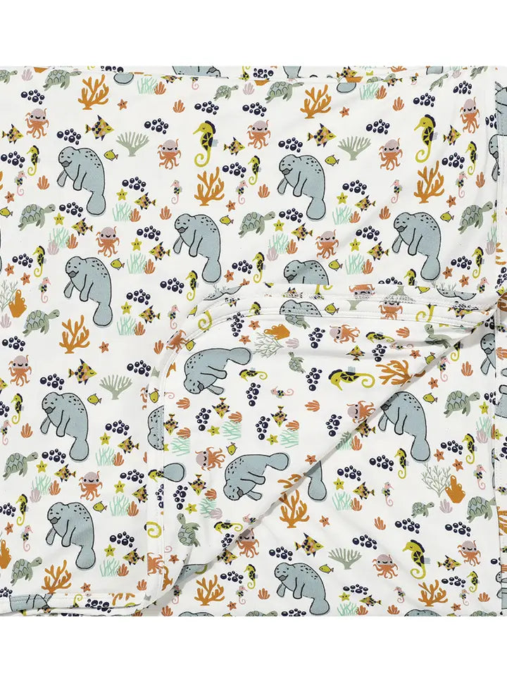 Manatee Bamboo Baby Blanket Baby Gift Swaddle Blanket