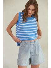Load image into Gallery viewer, Striped Straight Leg Denim Shorts