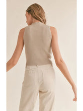 Load image into Gallery viewer, Taupe Erica Mock Neck Ribbed Tank Sweater