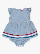 Load image into Gallery viewer, Baby Girls Classic Blue Seersucker Butterfly Romper