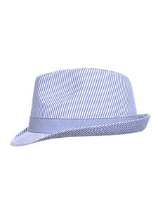 Kids UPF50+ Fedora Sun Hat Chambray Stripe