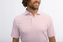 Load image into Gallery viewer, Campari/White Broad Stripe Polo