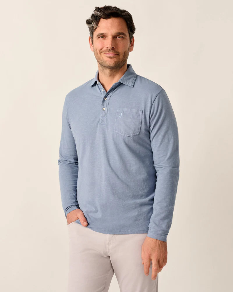 Cloudburst Long Sleeve Original 4-Button Polo - Coastal Wash