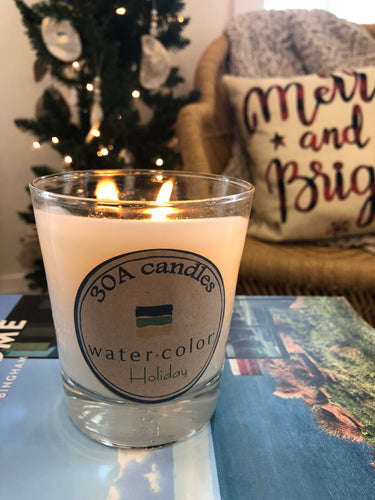 WaterColor Holiday Pine Candle