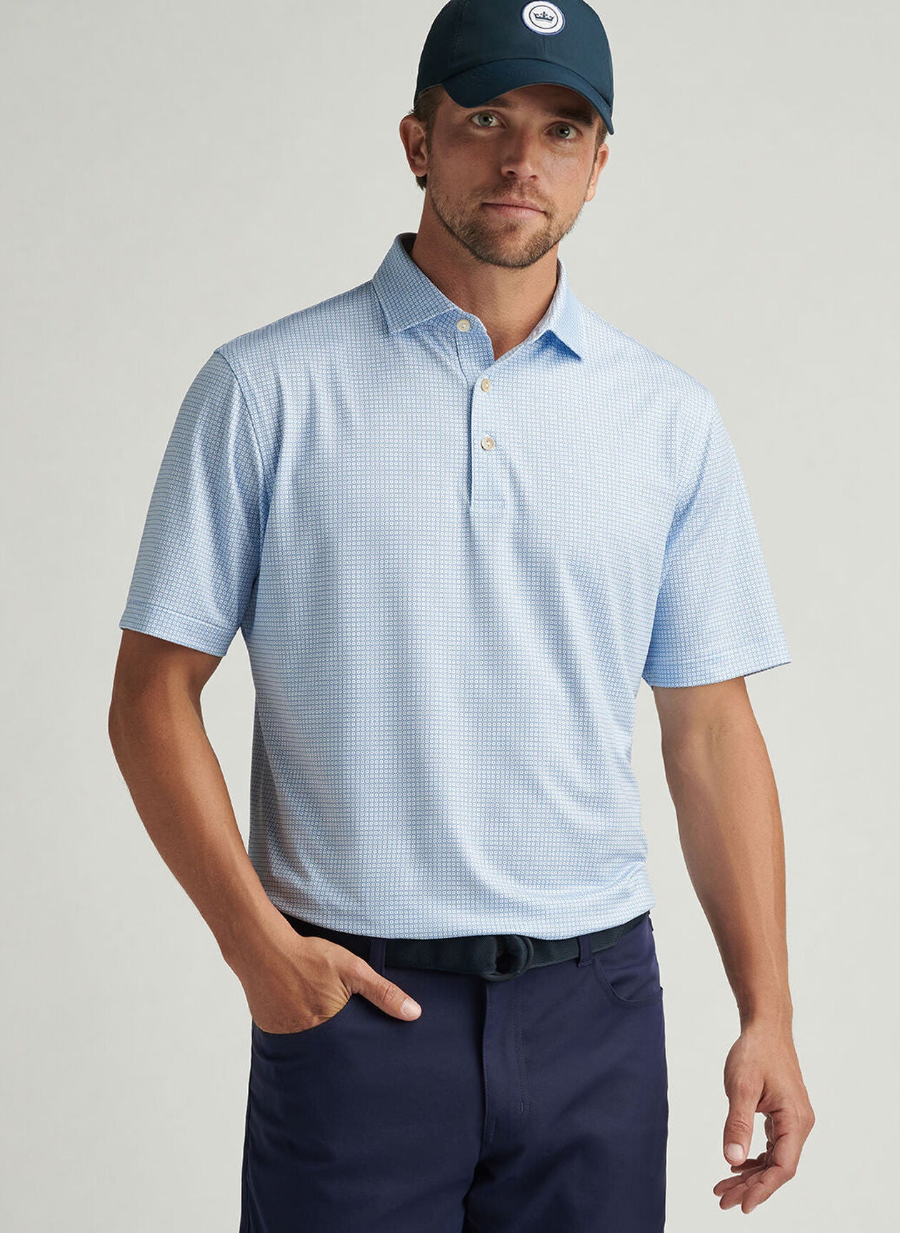 White/Sailor Blue Orbit Performance Jersey Polo