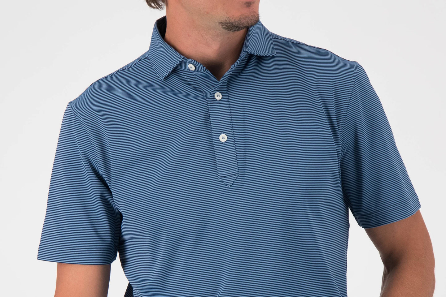 Kershaw Stripe Performance Polo Admiral/Stillwater