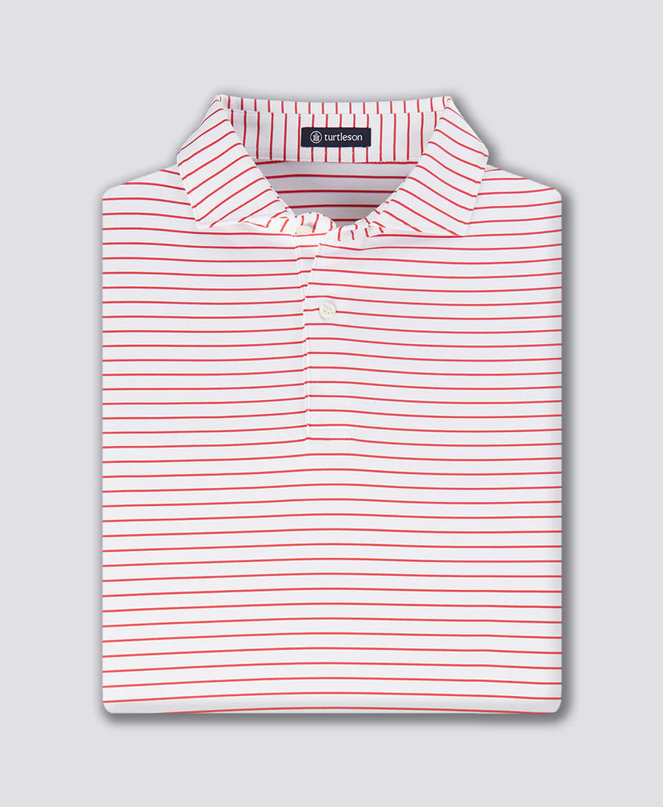 Campari/White Broad Stripe Polo
