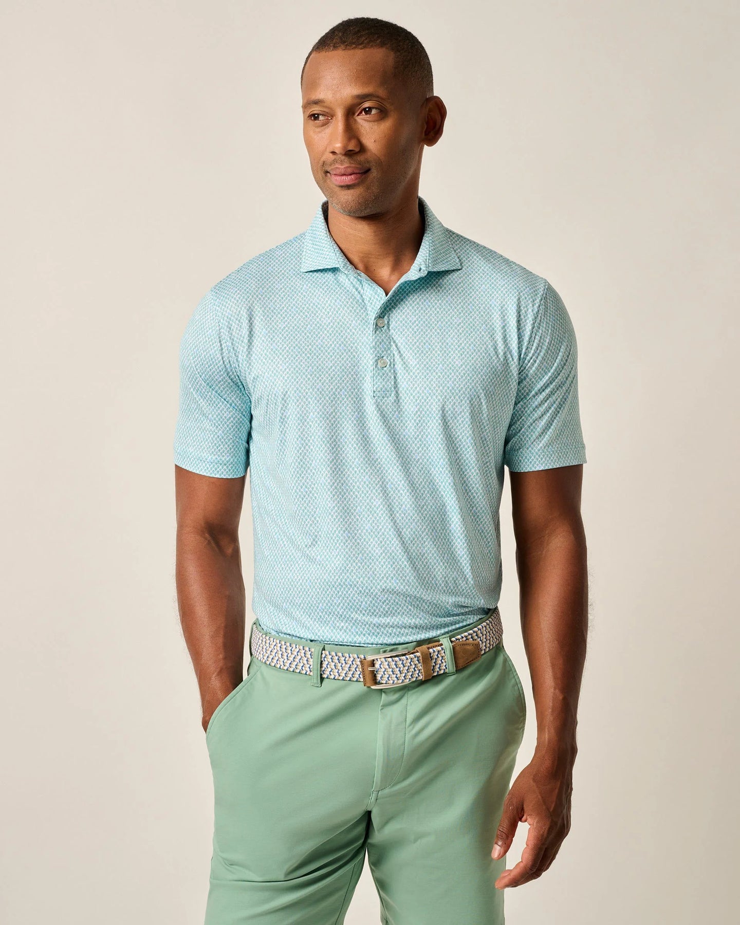 Green Grass Featherweight Performance Polo - Fernando Print