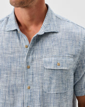 Load image into Gallery viewer, Short Sleeve Cotton Blend Button Down Shirt - Ennis Indigo Dyed Stripe