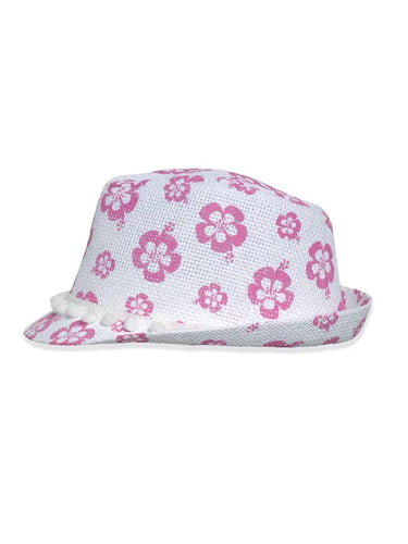 Kids UPF50+ Fedora Sun Hat Wild Hibiscus