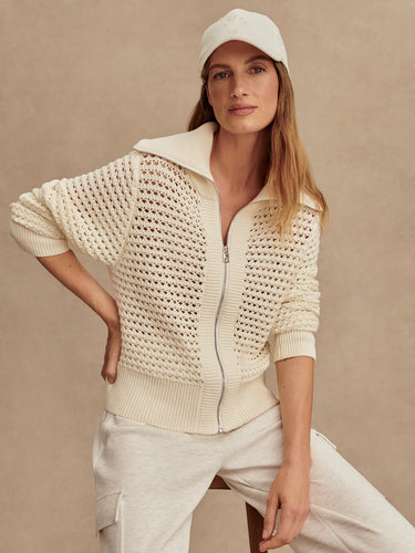 Eloise Full Zip Knit - Egret