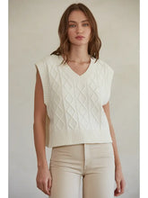 Load image into Gallery viewer, Ivory Knit Sweater Cable Vest Top