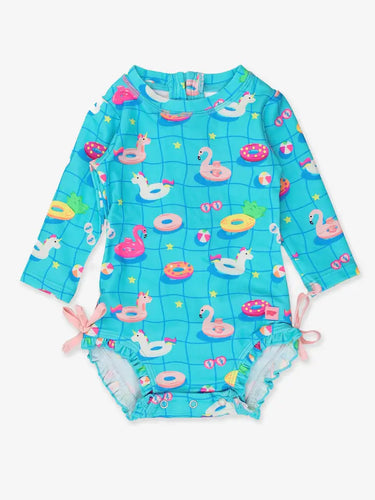 Baby Girls Neon Pool Party Long Sleeve One Piece