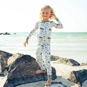 Coastal Christmas Bamboo Long Sleeve Kids Pajama Pants Set