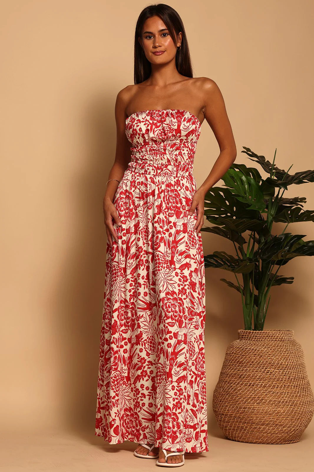 Ruby Blossom Strapless Corsica Dress