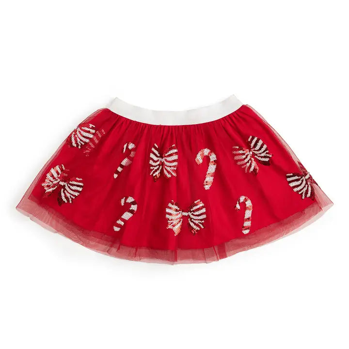 Kids Candy Cane Coquette Sequin Christmas Tutu
