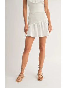 Picnics Asymmetric Smock Skirt: White