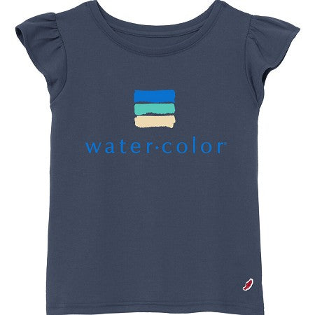 Girls Navy Flutter Tee