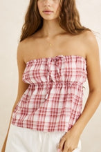 Load image into Gallery viewer, Plum Chelsea Check Strapless Top