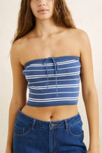Load image into Gallery viewer, Dark Blue Vista Stripe Strapless Knit Top