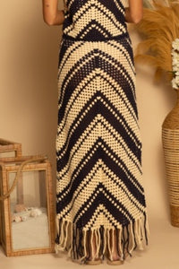 Nautical Crochet Midi Skirt